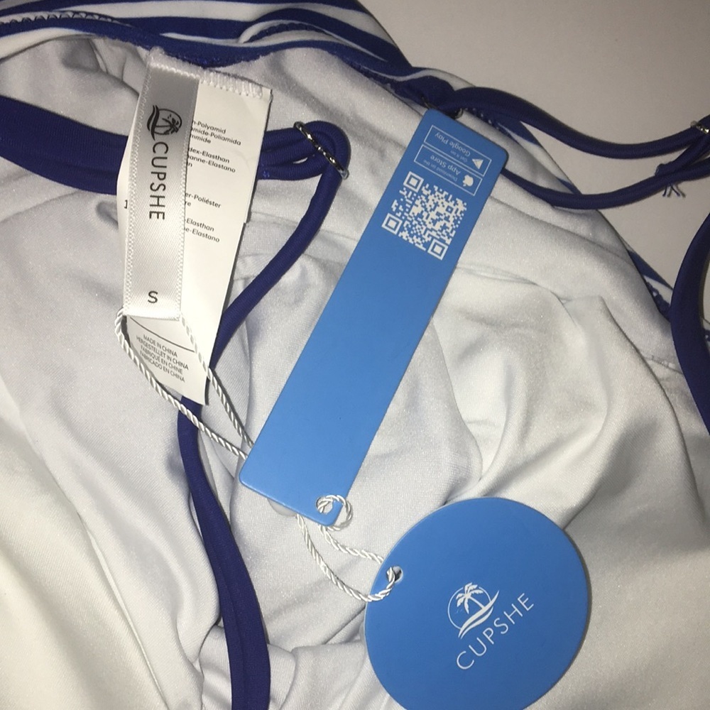 NWT Cupshe One Piece Swimsuit Blue and White - Picture 6 of 6